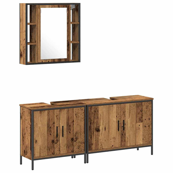 Badeværelsesmøbel sæt med hylde 3 pcs Brun 60 x 16 x 60 cm