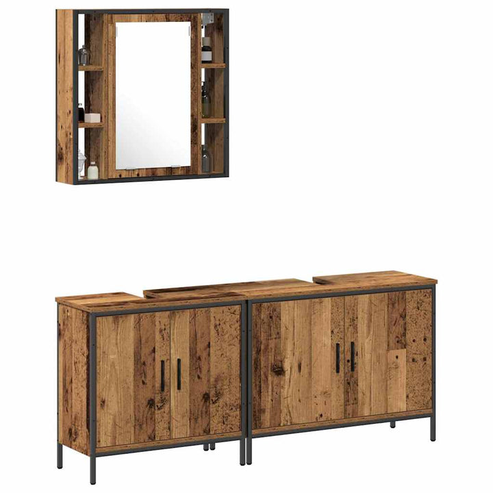 Badeværelsesmøbel sæt med hylde 3 pcs Brun 60 x 16 x 60 cm