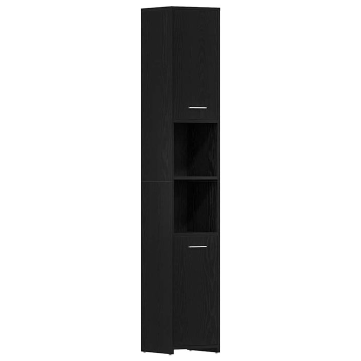 Badeværelsesmøbel sæt med dør 4 pcs Sort eg 30 x 30 x 183.5 cm