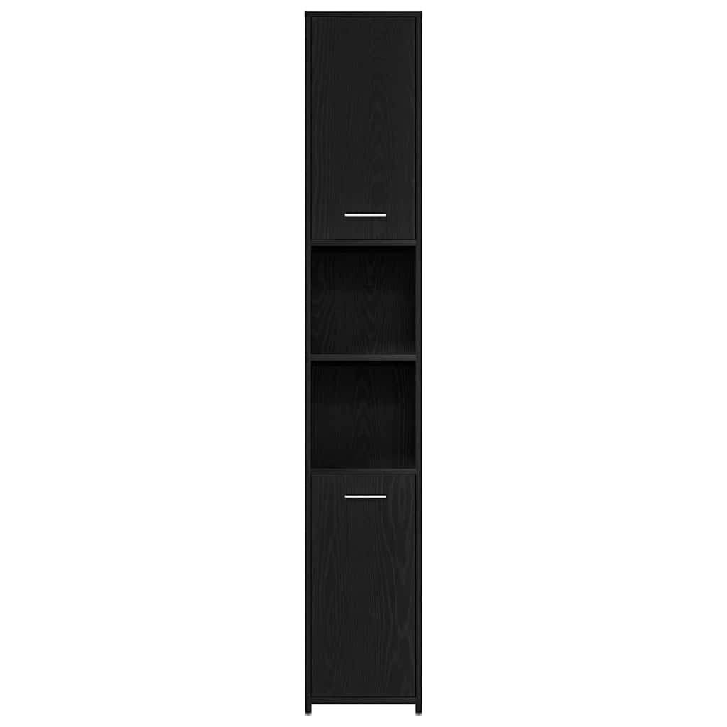Badeværelsesmøbel sæt med dør 4 pcs Sort eg 30 x 30 x 183.5 cm