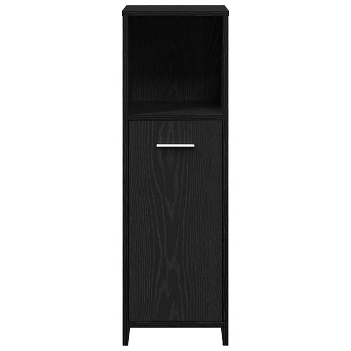 Badeværelsesmøbel sæt med dør 4 pcs Sort eg 30 x 30 x 183.5 cm