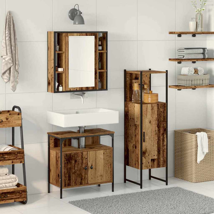 Badeværelsesmøbel sæt med hylde 3 pcs Brun 60 x 30 x 60 cm