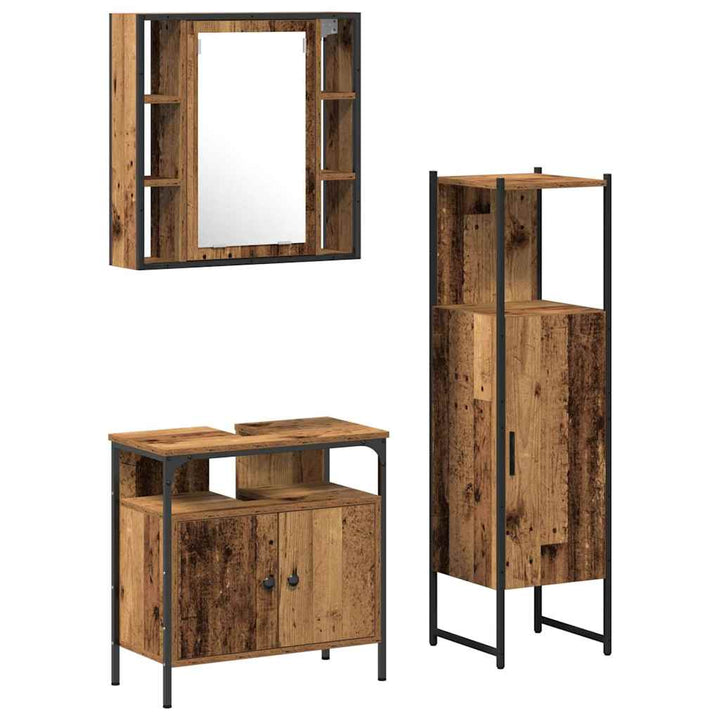 Badeværelsesmøbel sæt med hylde 3 pcs Brun 60 x 30 x 60 cm