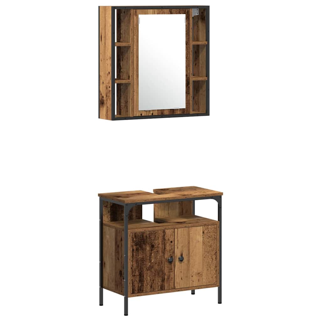 Badeværelsesmøbel sæt med hylde 3 pcs Brun 60 x 30 x 60 cm