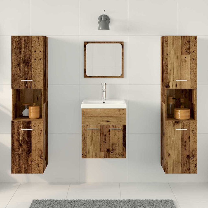 Badeværelsesmøbel sæt 4 pcs Gammelt træ 41 x 38.5 x 46 cm