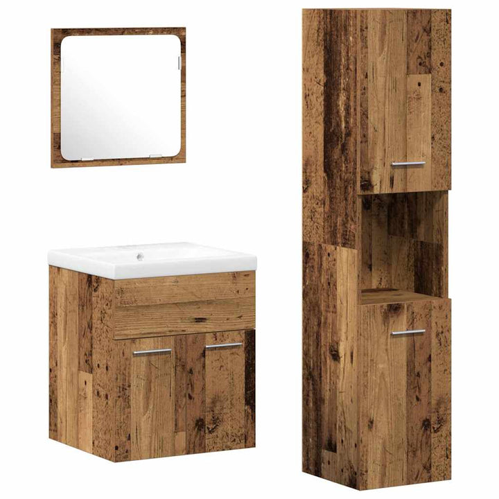Badeværelsesmøbel Sæt 4 pcs Gammelt træ 41 x 38.5 x 46 cm