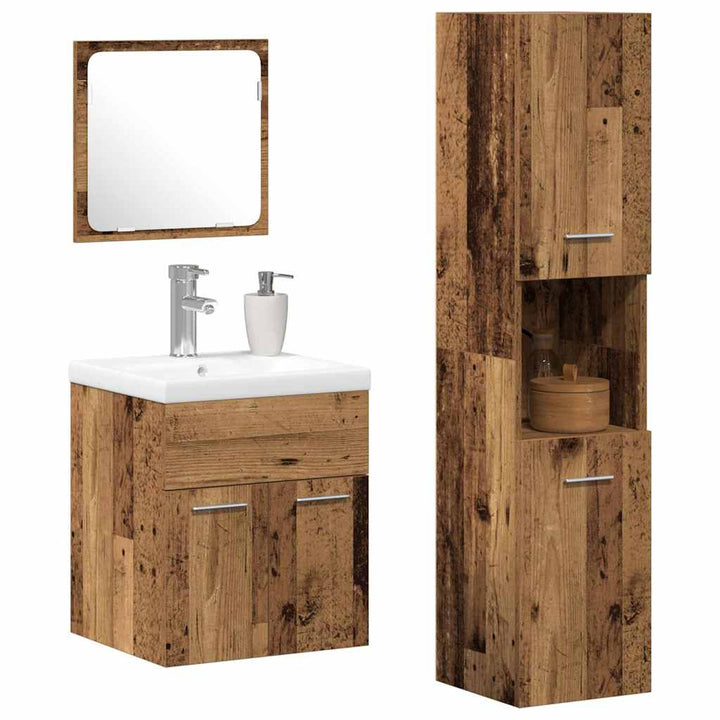 Badeværelsesmøbel Sæt 4 pcs Gammelt træ 41 x 38.5 x 46 cm