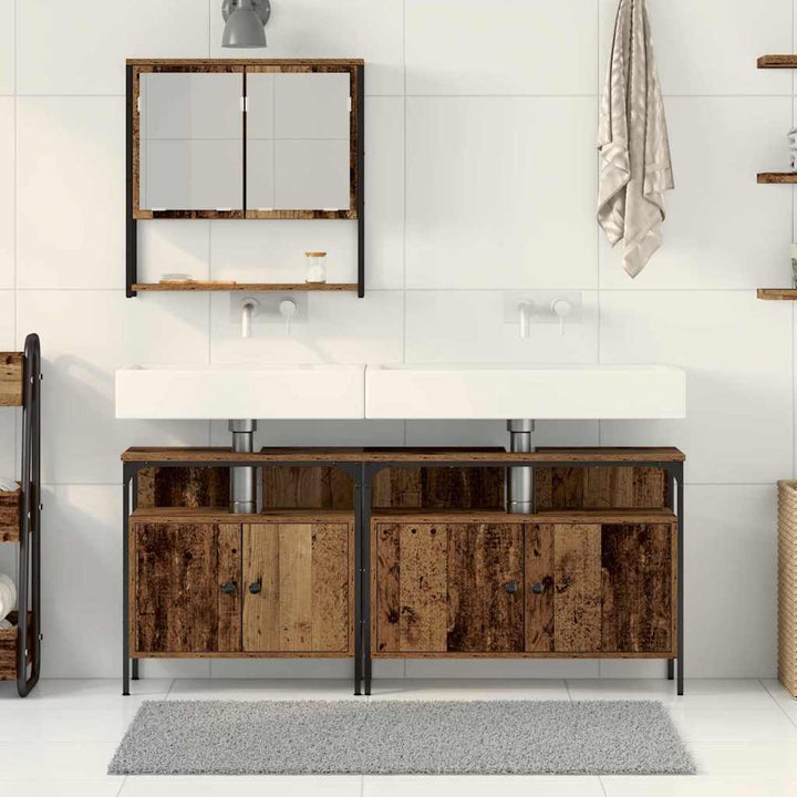 Badeværelsesmøbel sæt med opbevaring 3 pcs Brun 80 x 30 x 60 cm