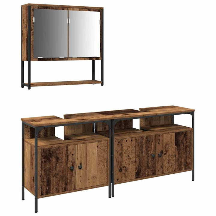 Badeværelsesmøbel sæt med opbevaring 3 pcs Brun 80 x 30 x 60 cm