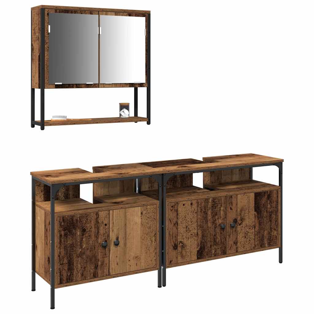 Badeværelsesmøbel sæt med opbevaring 3 pcs Brun 80 x 30 x 60 cm