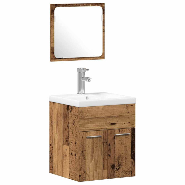 Badeværelsesmøbel sæt 4 pcs Gammelt træ 41 x 38.5 x 46 cm