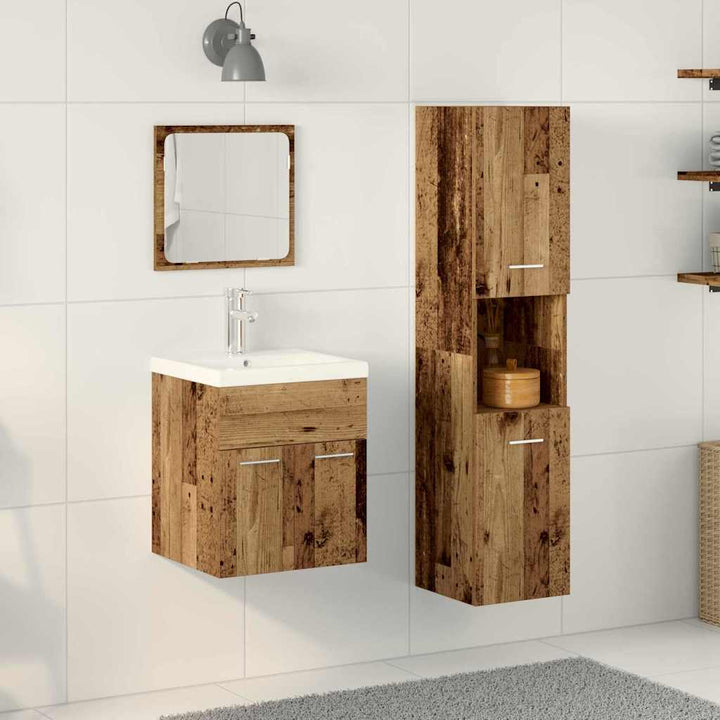 Badeværelsesmøbel sæt 4 pcs Gammelt træ 41 x 38.5 x 46 cm