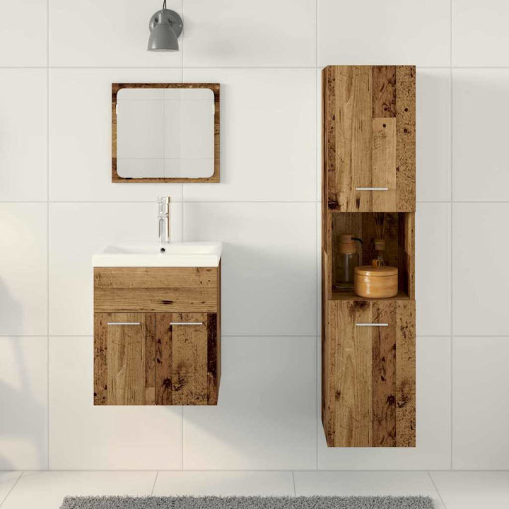 Badeværelsesmøbel sæt 4 pcs Gammelt træ 41 x 38.5 x 46 cm
