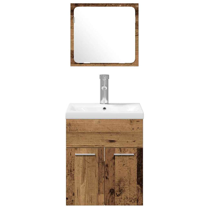Badeværelsesmøbel sæt 4 pcs Gammelt træ 41 x 38.5 x 46 cm