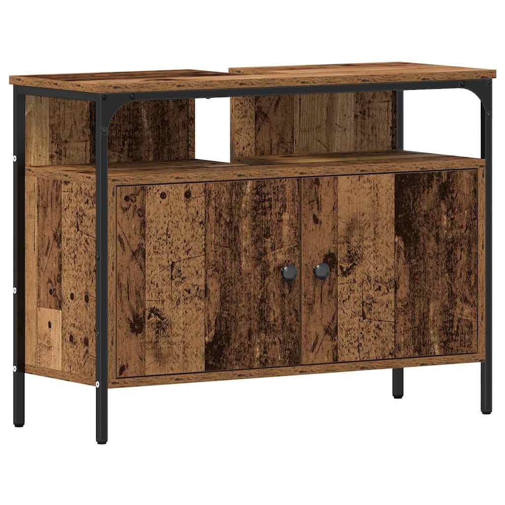 Badeværelsesmøbel sæt 4 pcs Gammelt træ 33 x 33 x 185.5 cm