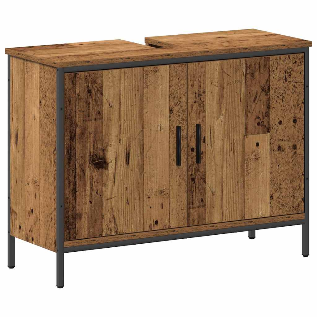 Badeværelsesmøbel sæt med hylde 4 pcs Brun 33 x 33 x 185.5 cm