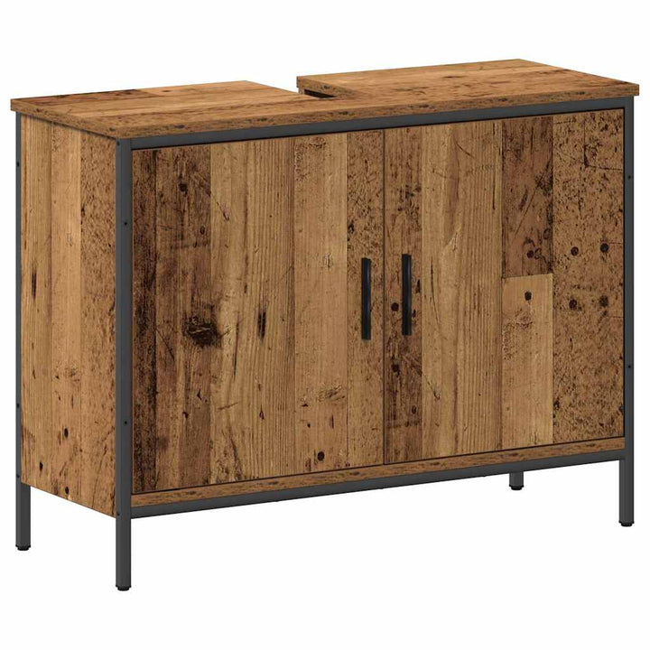 Badeværelsesmøbel sæt med hylde 4 pcs Brun 33 x 33 x 185.5 cm