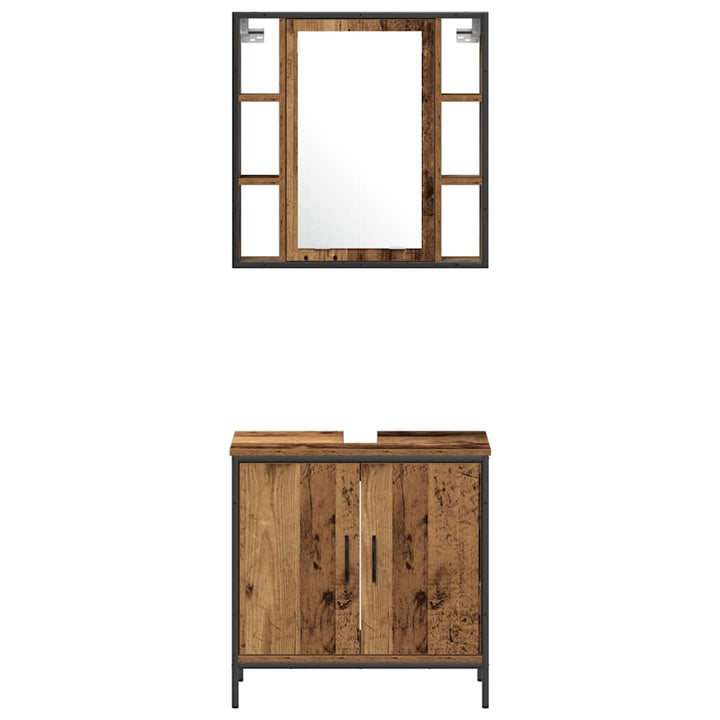 Badeværelsesmøbel sæt med hylde 4 pcs Brun 33 x 33 x 185.5 cm
