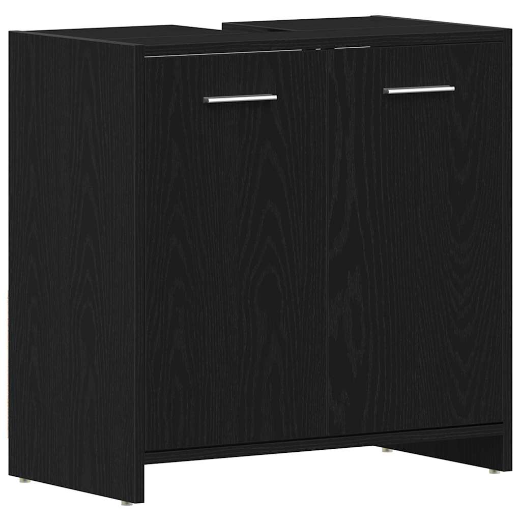 Badeværelsesmøbel sæt med dør 4 pcs Sort eg 30 x 30 x 183.5 cm