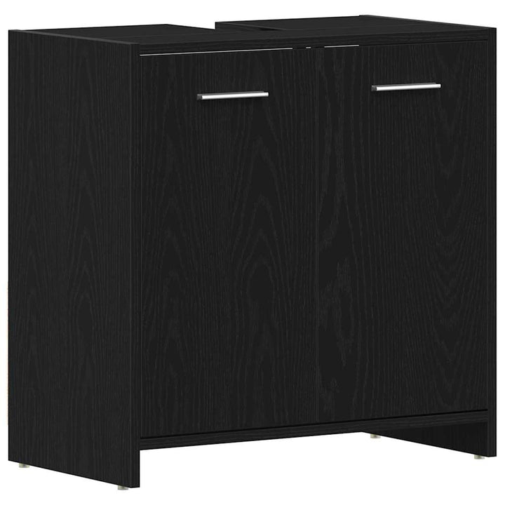 Badeværelsesmøbel sæt med dør 4 pcs Sort eg 30 x 30 x 183.5 cm