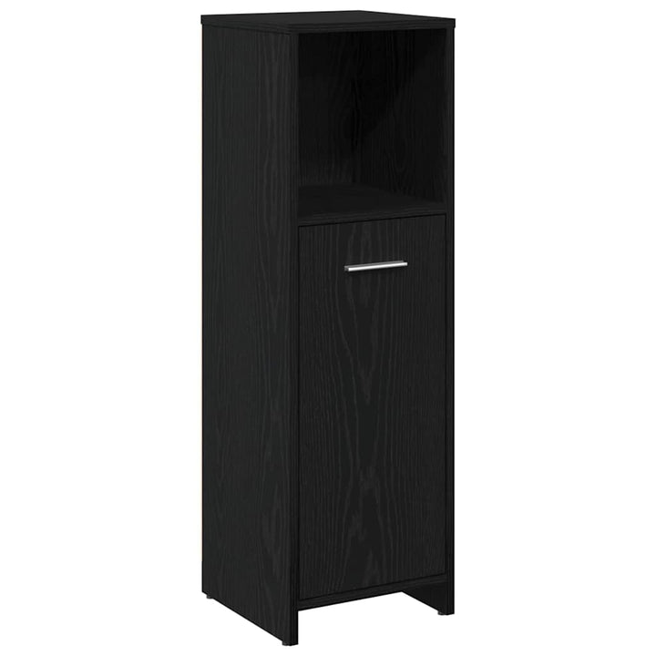 Badeværelsesmøbel sæt med dør 4 pcs Sort eg 30 x 30 x 183.5 cm