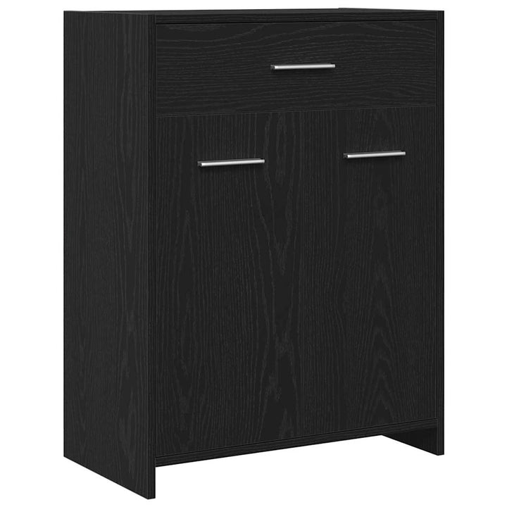 Badeværelsesmøbel sæt med dør 4 pcs Sort eg 30 x 30 x 183.5 cm
