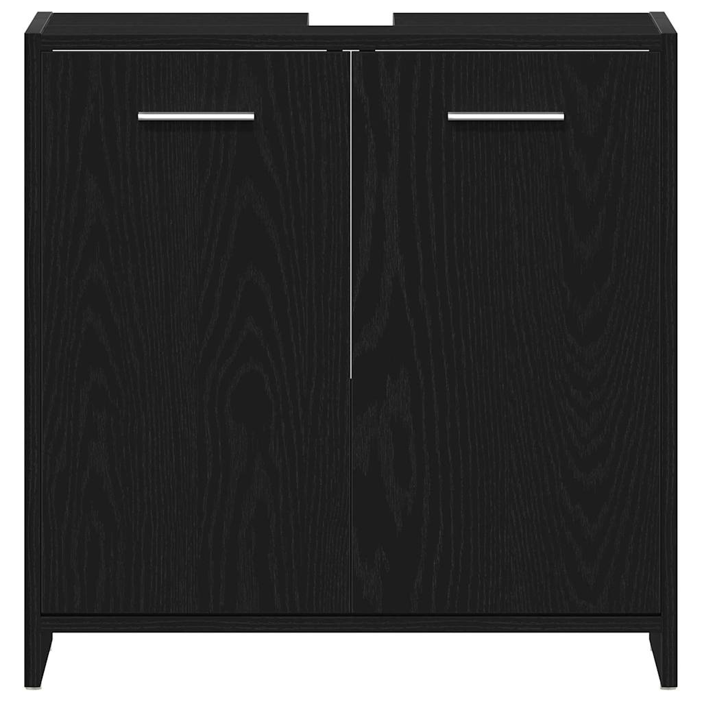 Badeværelsesmøbel sæt med dør 4 pcs Sort eg 30 x 30 x 183.5 cm