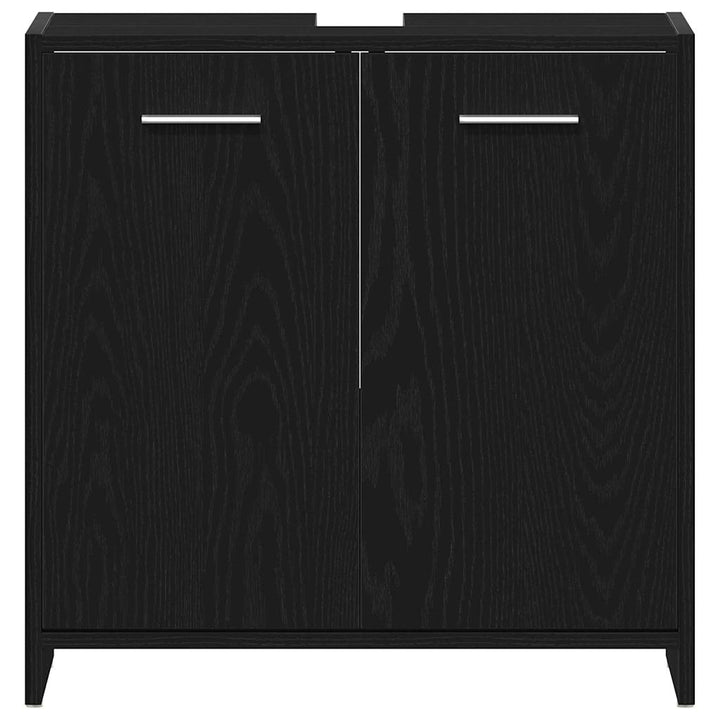Badeværelsesmøbel sæt med dør 4 pcs Sort eg 30 x 30 x 183.5 cm