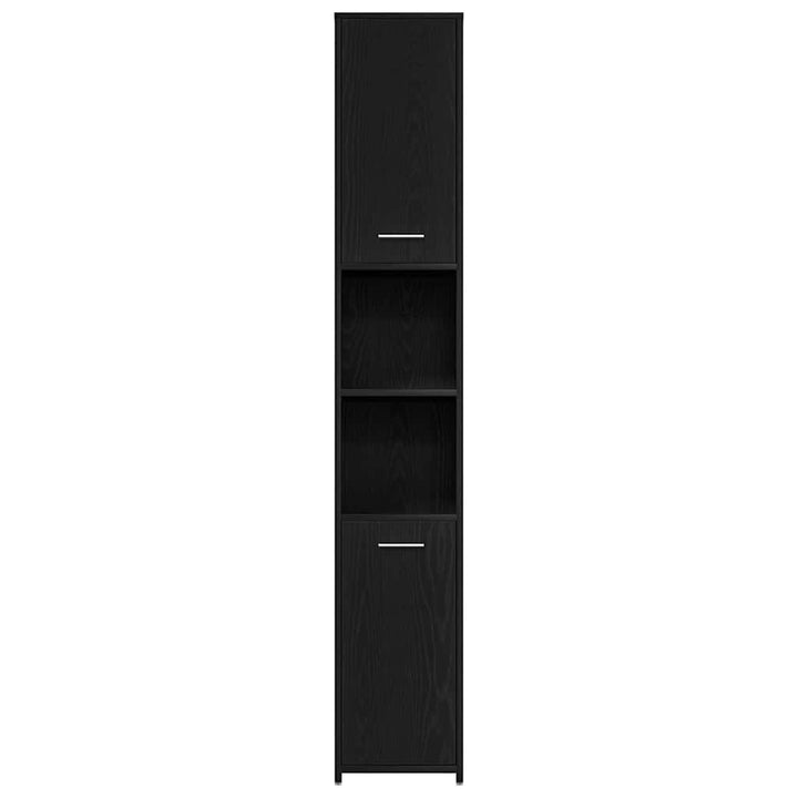 Badeværelsesmøbel sæt med dør 4 pcs Sort eg 30 x 30 x 183.5 cm