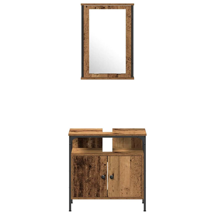 Badeværelsesmøbel sæt 4 pcs Gammelt træ 33 x 33 x 185.5 cm