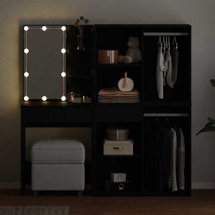 LED Makeup Bord Sort eg 140 x 40 x 140 cm Konstrueret træ