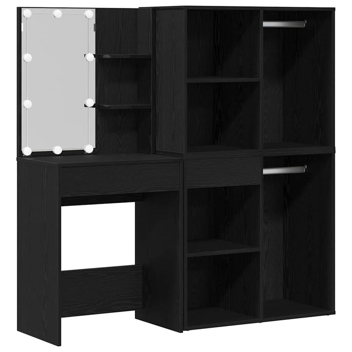 LED Makeup Bord Sort eg 140 x 40 x 140 cm Konstrueret træ