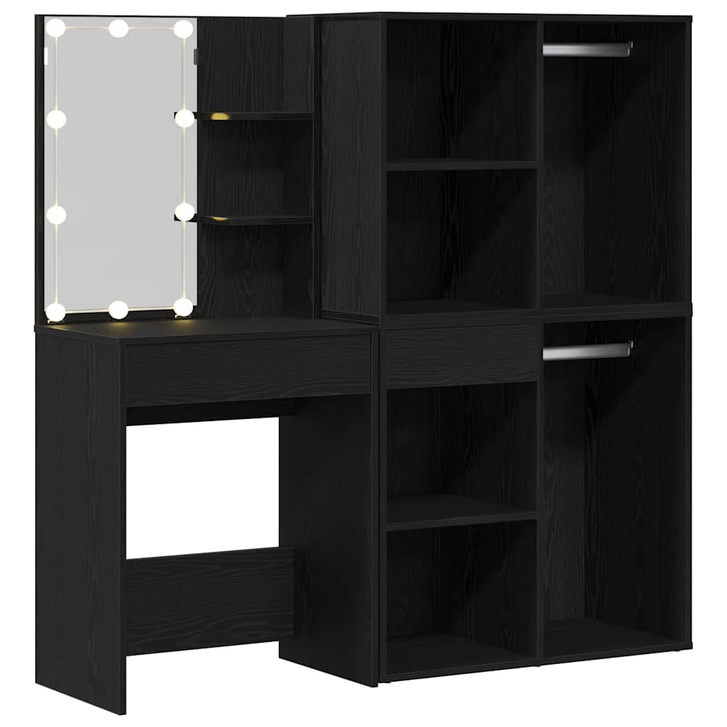 LED Makeup Bord Sort eg 140 x 40 x 140 cm Konstrueret træ