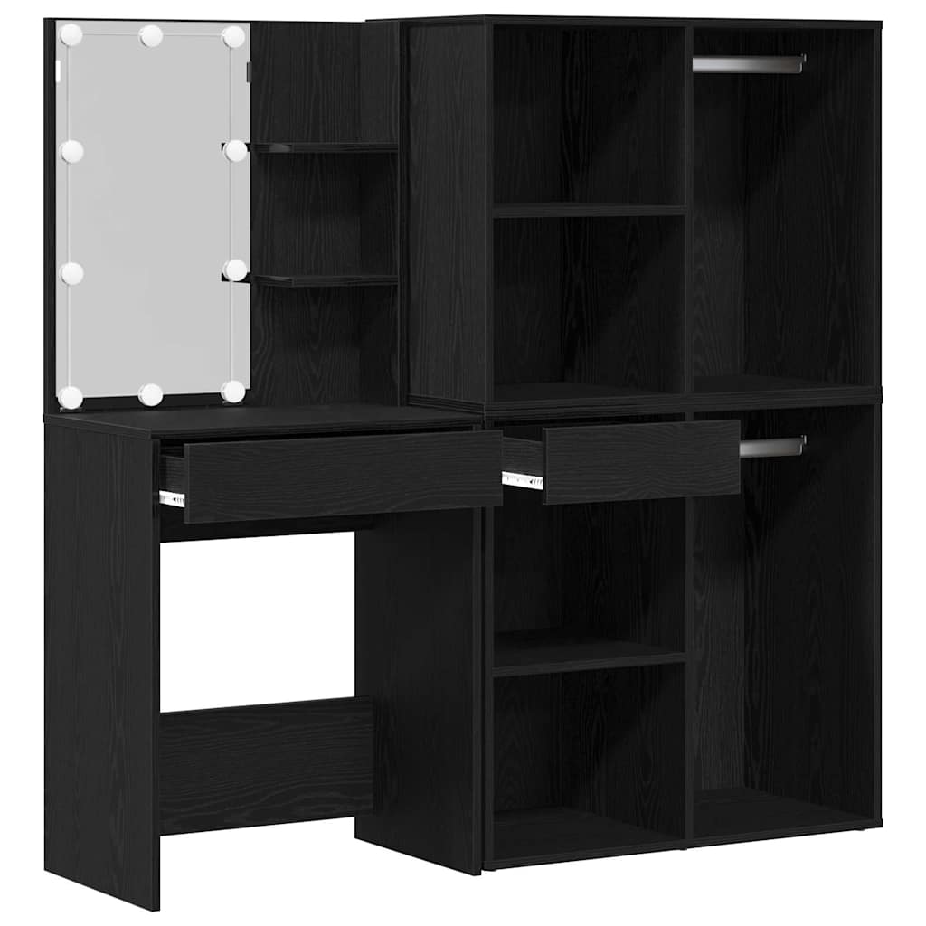 LED Makeup Bord Sort eg 140 x 40 x 140 cm Konstrueret træ