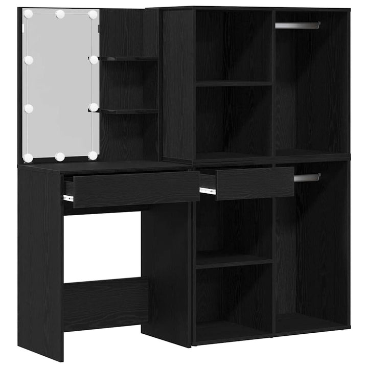 LED Makeup Bord Sort eg 140 x 40 x 140 cm Konstrueret træ