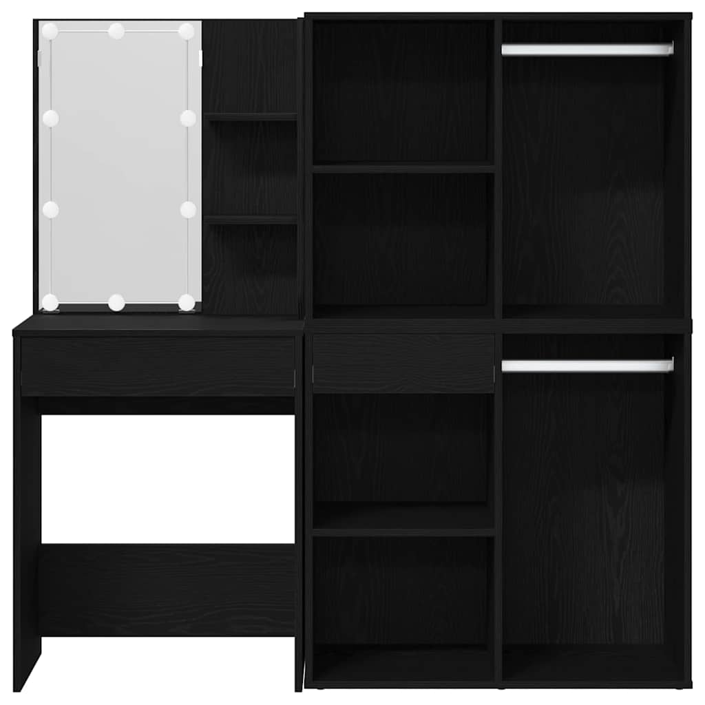 LED Makeup Bord Sort eg 140 x 40 x 140 cm Konstrueret træ