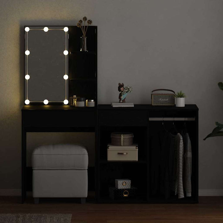 LED Makeup Bord Sort eg 140 x 40 x 140 cm Konstrueret træ