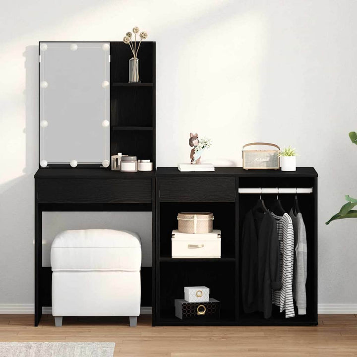 LED Makeup Bord Sort eg 140 x 40 x 140 cm Konstrueret træ