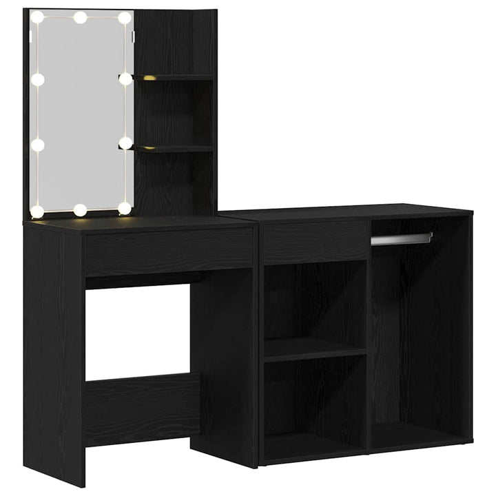 LED Makeup Bord Sort eg 140 x 40 x 140 cm Konstrueret træ