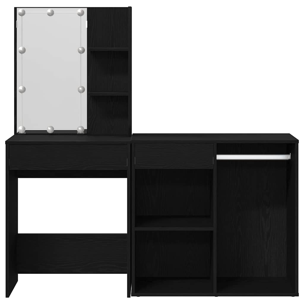 LED Makeup Bord Sort eg 140 x 40 x 140 cm Konstrueret træ