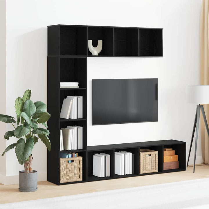 Bogskab 3 pcs Sort eg 36 x 30 x 143 cm Konstrueret træ