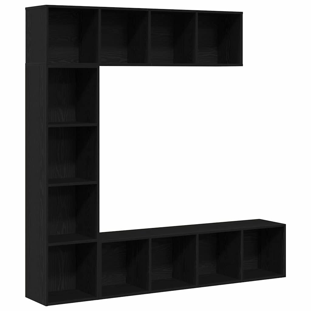 Bogskab 3 pcs Sort eg 36 x 30 x 143 cm Konstrueret træ