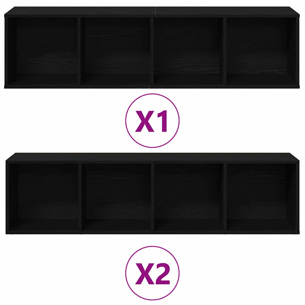 Bogskab 3 pcs Sort eg 36 x 30 x 143 cm Konstrueret træ