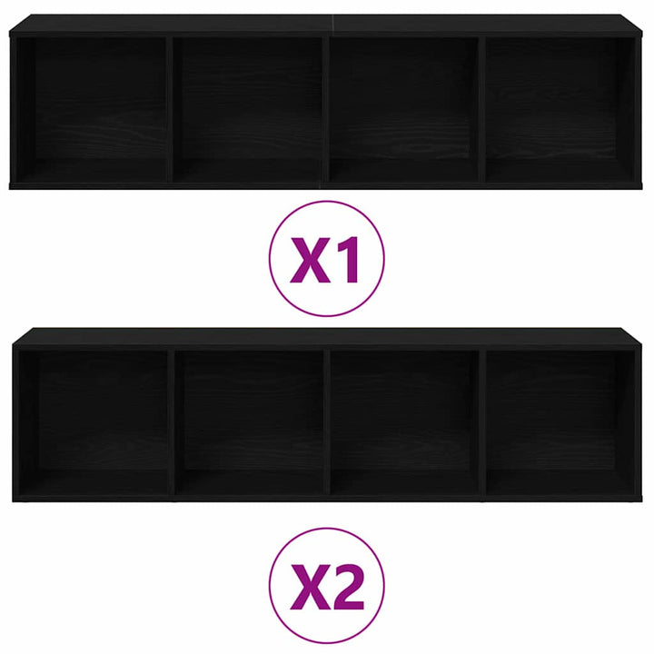 Bogskab 3 pcs Sort eg 36 x 30 x 143 cm Konstrueret træ