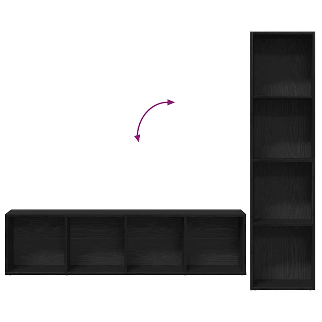 Bogskab 3 pcs Sort eg 36 x 30 x 143 cm Konstrueret træ