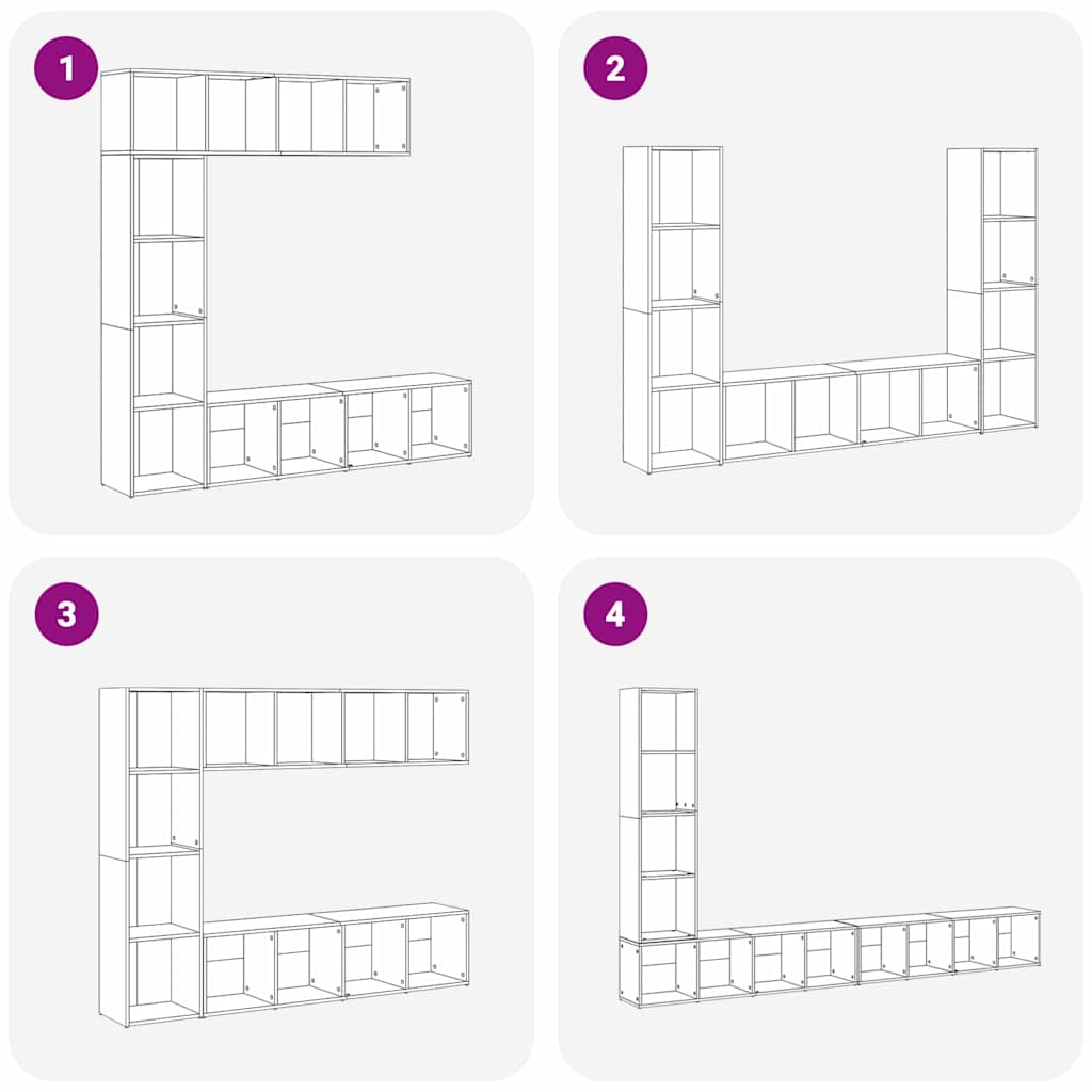 Bogskab 3 pcs Sort eg 36 x 30 x 143 cm Konstrueret træ
