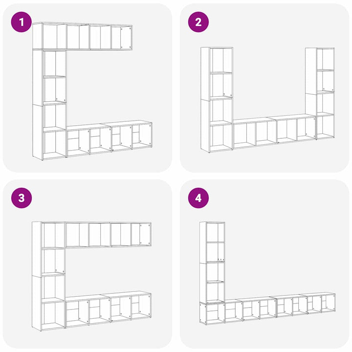 Bogskab 3 pcs Sort eg 36 x 30 x 143 cm Konstrueret træ