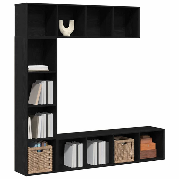 Bogskab 3 pcs Sort eg 36 x 30 x 143 cm Konstrueret træ