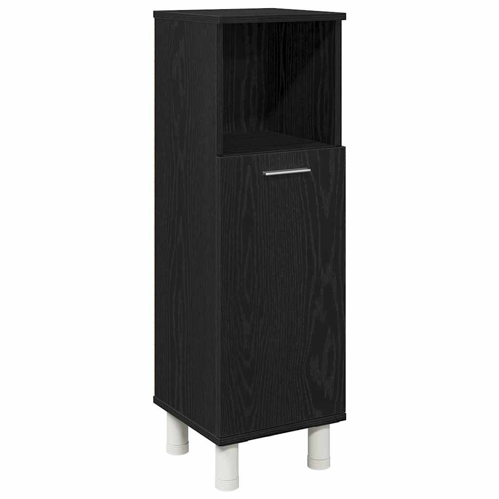 Badeværelsesmøbel sæt med hylde 4 pcs Sort 30 x 30 x 179.5 cm