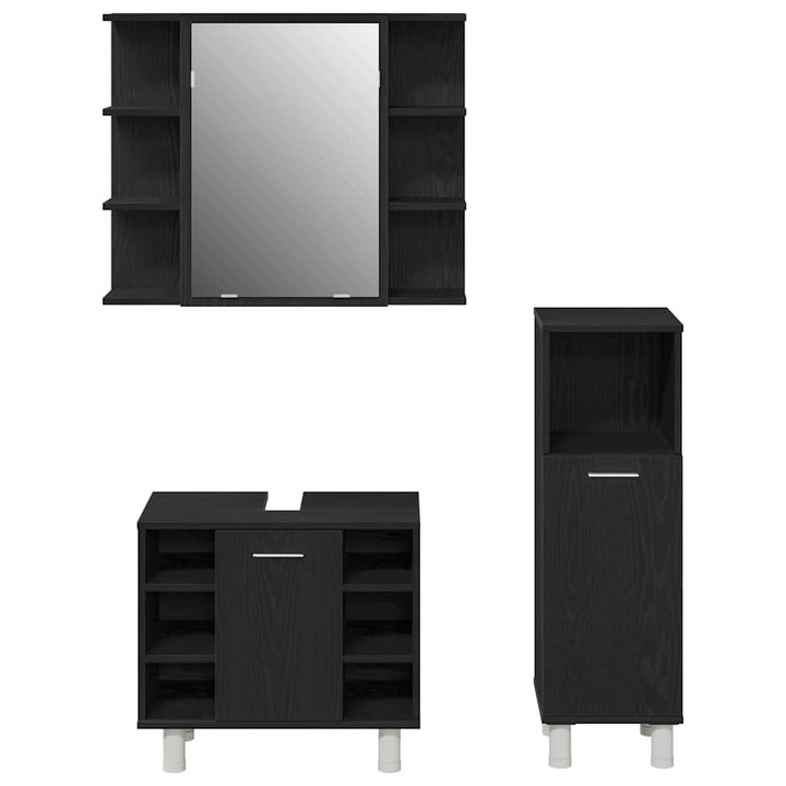 Badeværelsesmøbel sæt med hylde 3 pcs Sort 30 x 30 x 99,5 cm